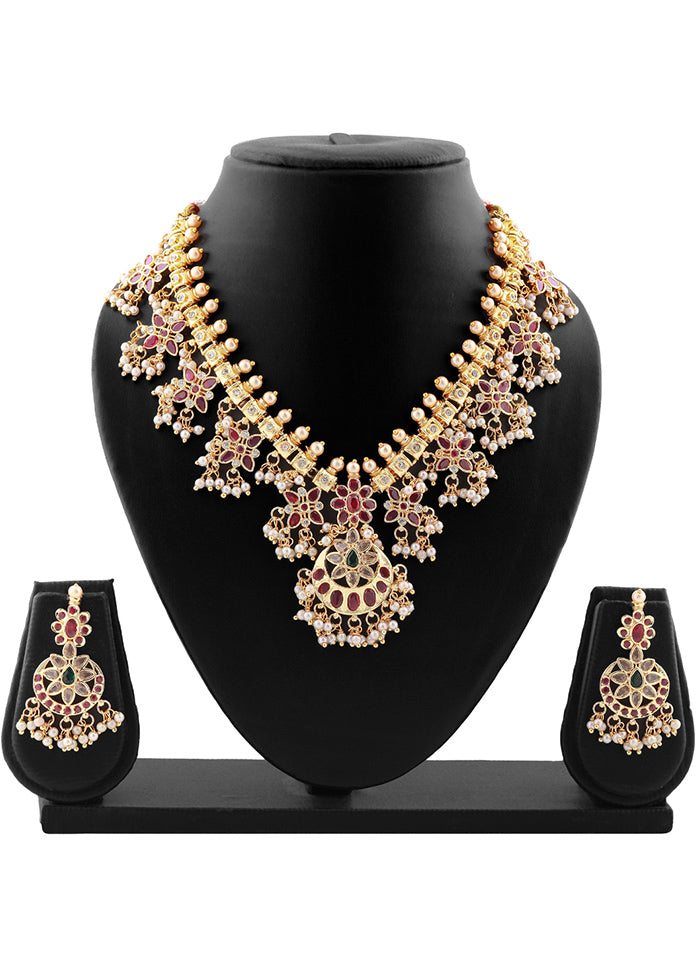 Gold Plated CZ Traditional Machilipatnam Bridal Necklace Set - Indian Silk House Agencies