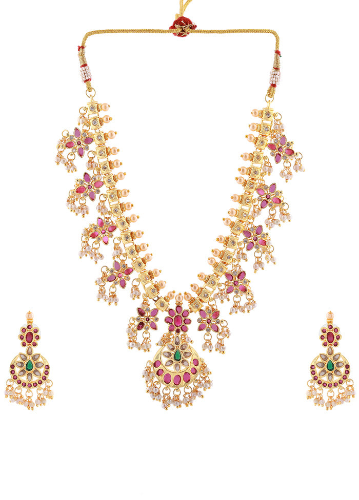 Gold Plated CZ Traditional Machilipatnam Bridal Necklace Set - Indian Silk House Agencies
