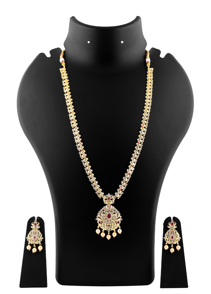 Gold Plated CZ Designer Bridal Necklace Set - Indian Silk House Agencies