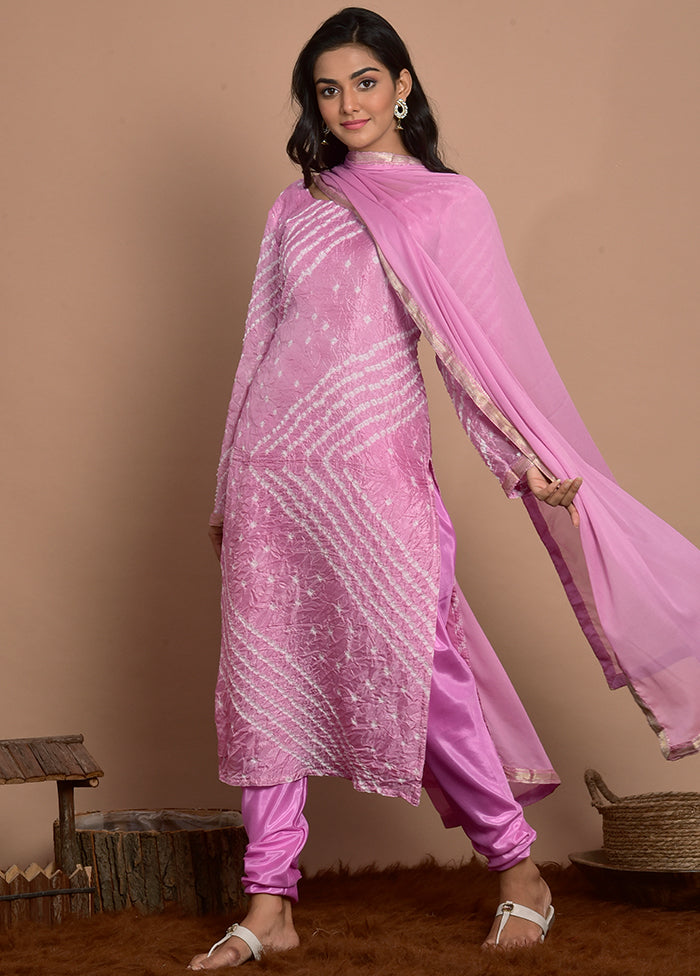 3 Pc Lavender Silk Suit Set With Dupatta VDRAN100090829 - Indian Silk House Agencies