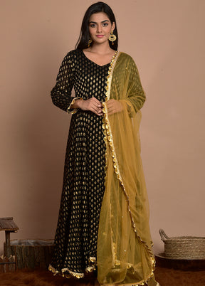 3 Pc Black Georgette Suit Set With Dupatta VDRAN100090840 - Indian Silk House Agencies
