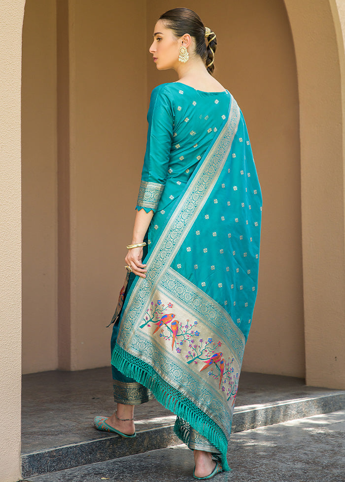 3 Pc Rama Unstitched Silk Suit Set - Indian Silk House Agencies