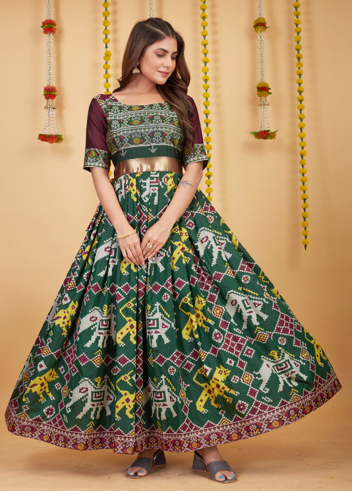 Green Readymade Silk Indian Dress - Indian Silk House Agencies