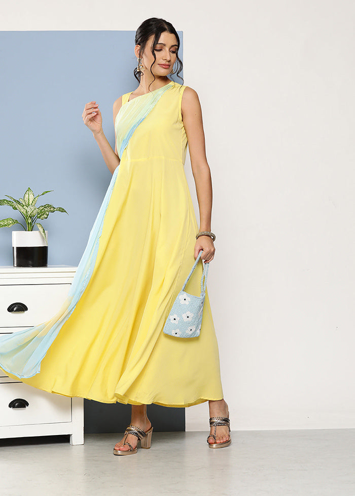 Yellow Readymade Silk Indian Dress - Indian Silk House Agencies