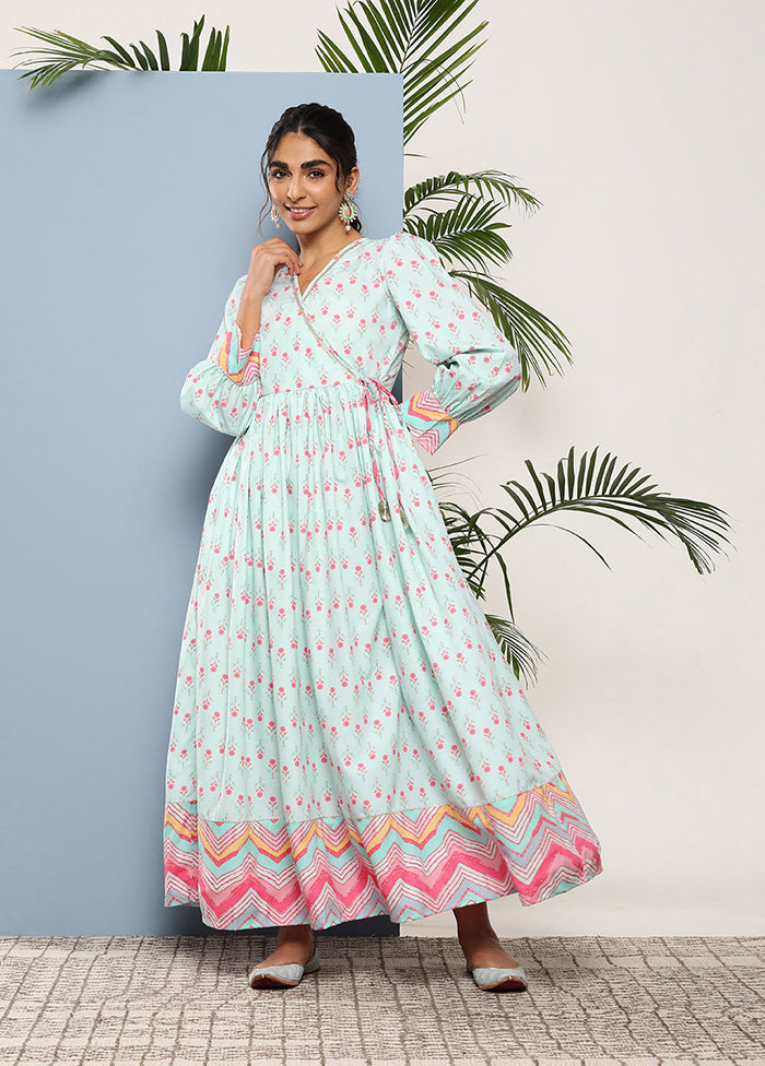 Sea Green Readymade Silk Indian Dress - Indian Silk House Agencies