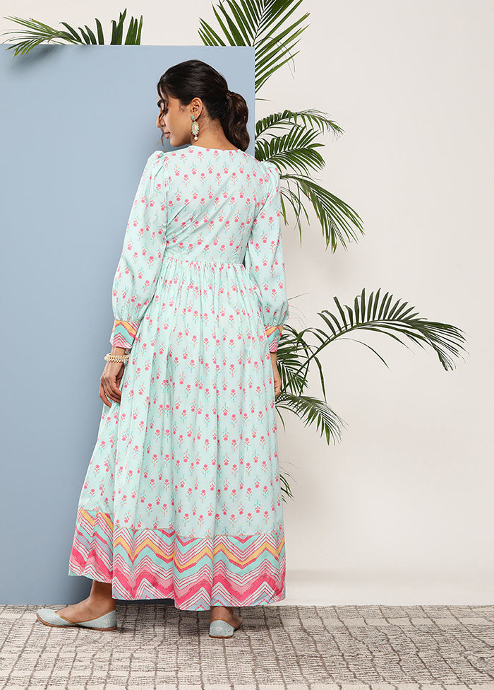 Sea Green Readymade Silk Indian Dress - Indian Silk House Agencies