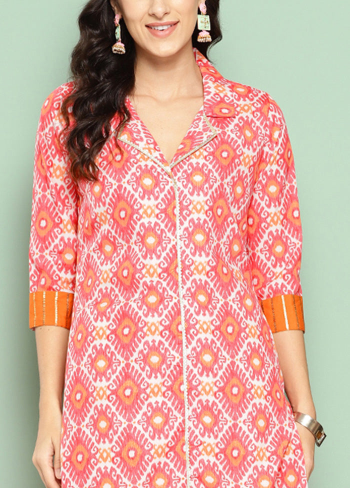 Orange Readymade Silk Kurti