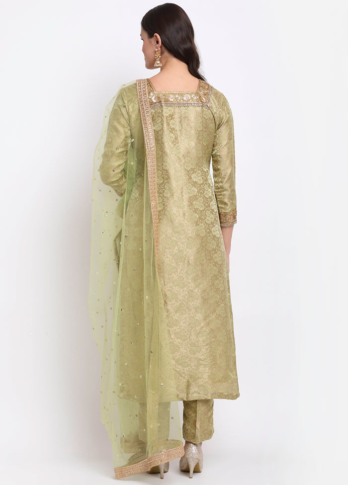 Green 3 Pc Silk Suit Set With Dupatta VDANO001280772 - Indian Silk House Agencies