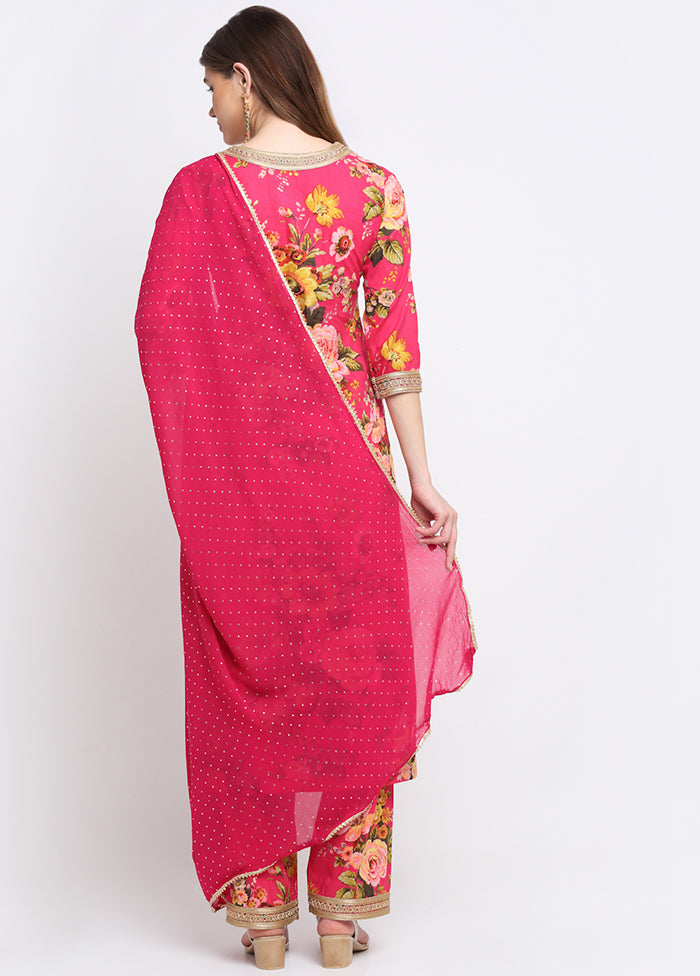 Pink 3 Pc Cotton Suit Set With Dupatta VDANO001280748 - Indian Silk House Agencies