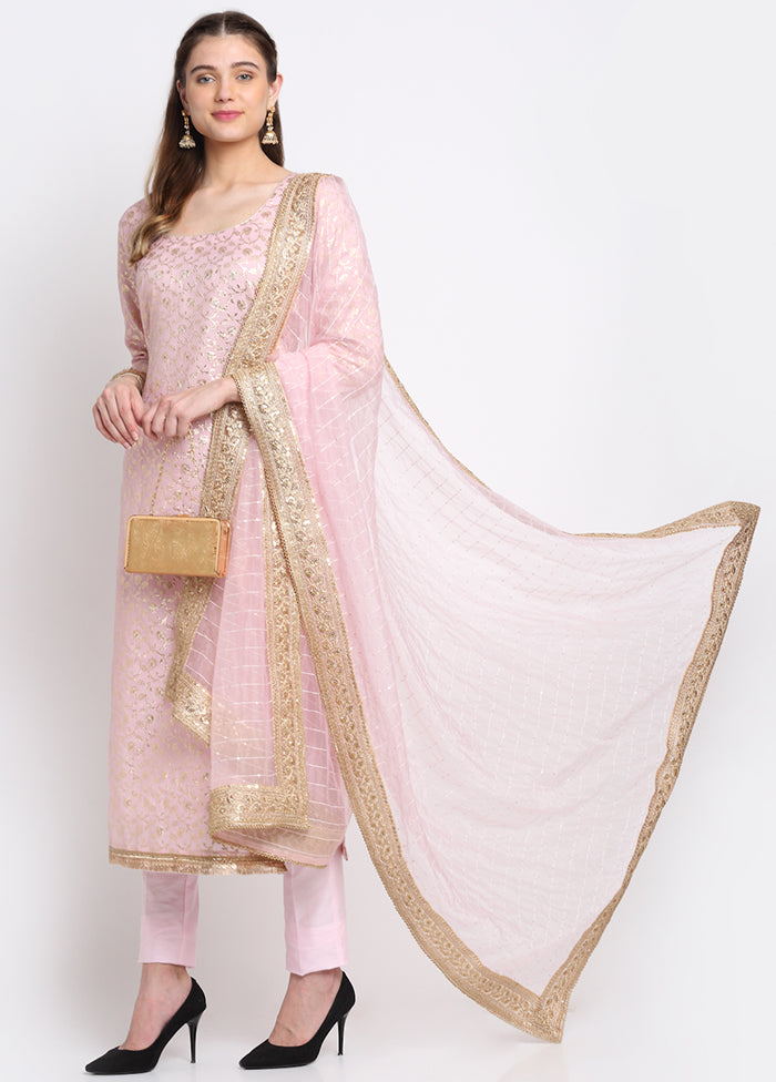 Pink 3 Pc Silk Suit Set With Dupatta VDANO001280734 - Indian Silk House Agencies