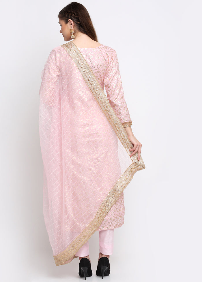 Pink 3 Pc Silk Suit Set With Dupatta VDANO001280734 - Indian Silk House Agencies