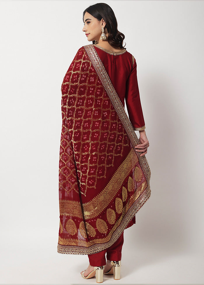 3 Pc Maroon Readymade Suit Set With Dupatta VDANO2903276 - Indian Silk House Agencies