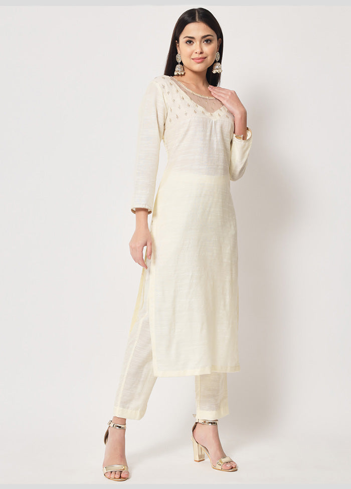 2 Pc Off White Readymade Cotton Kurti Set VDANO2903366 - Indian Silk House Agencies