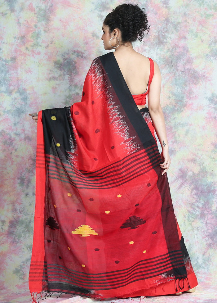 Black Woven Cotton Silk Saree With Blouse - Indian Silk House Agencies