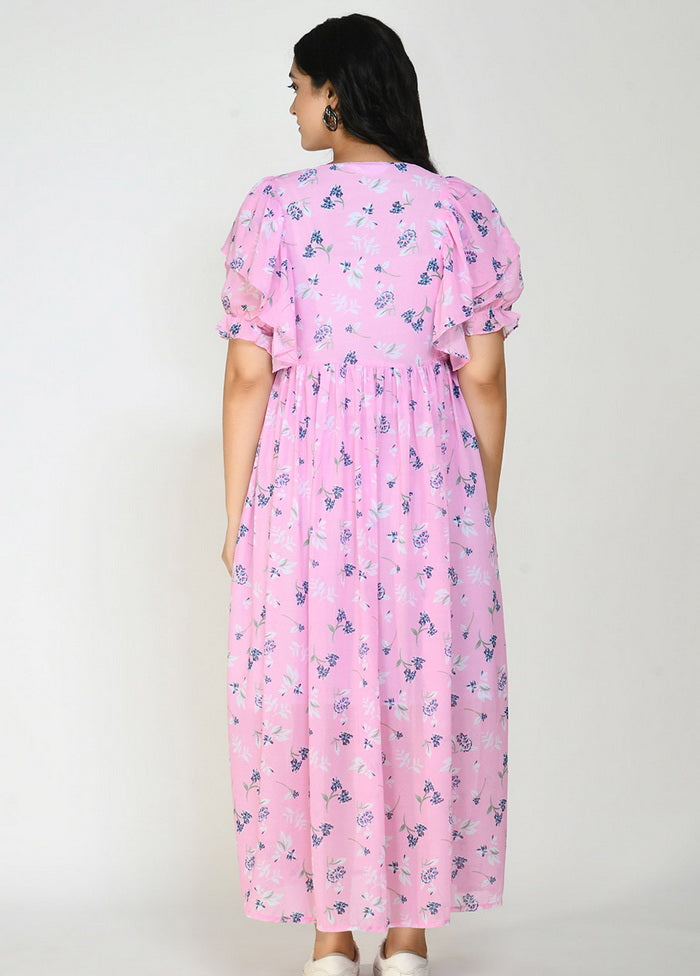 Pink Printed Georgette Readymade Dress VDASD030132 - Indian Silk House Agencies
