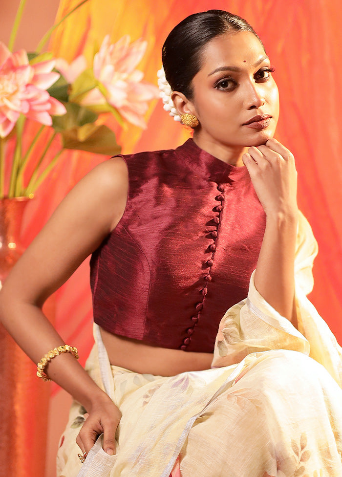 Sleeveless Blouse Collar Blouse Blouse Designs Closed Neck Maroon