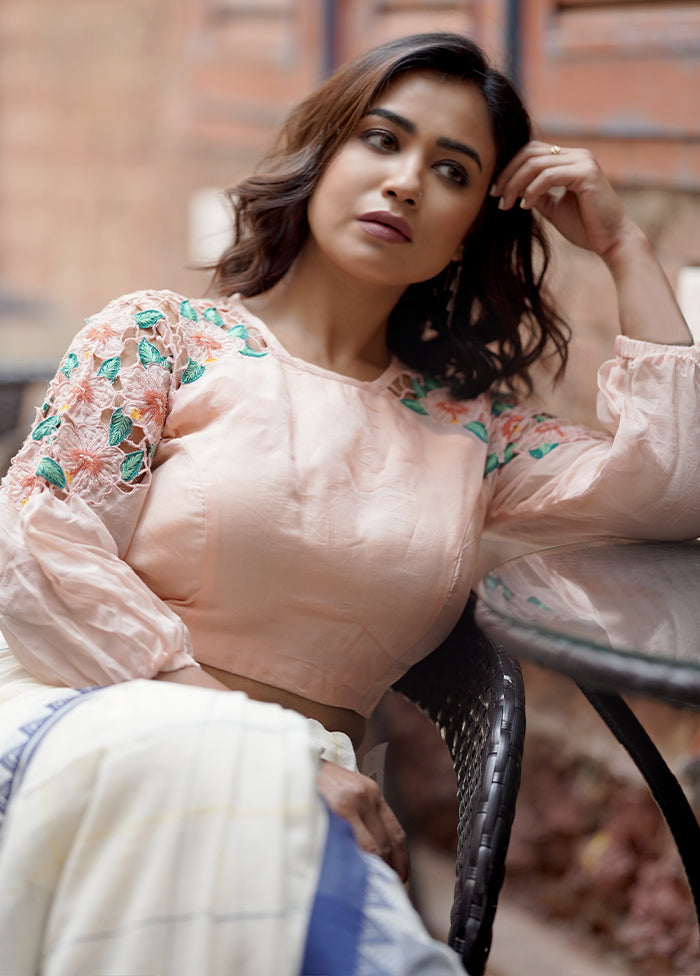 Peach Organza Designer Blouse