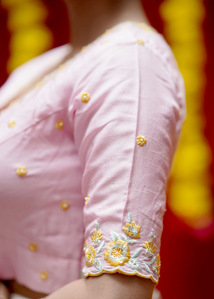 Pink Silk Designer Blouse