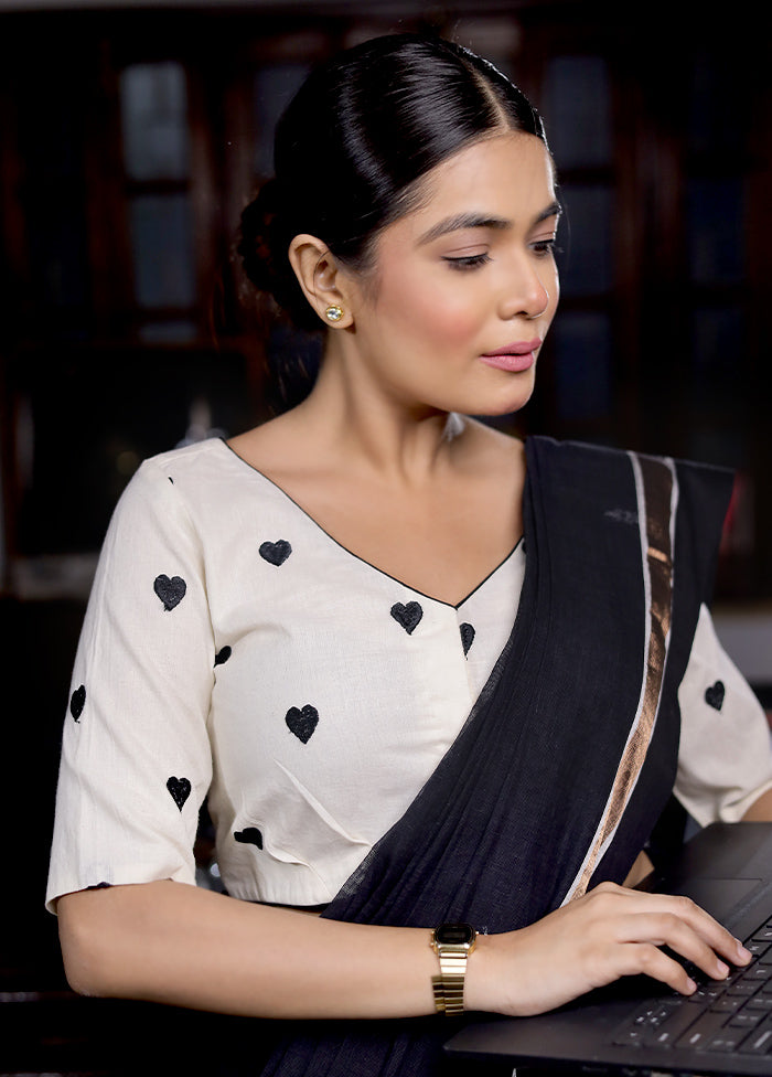 Black Cotton Silk Designer Blouse