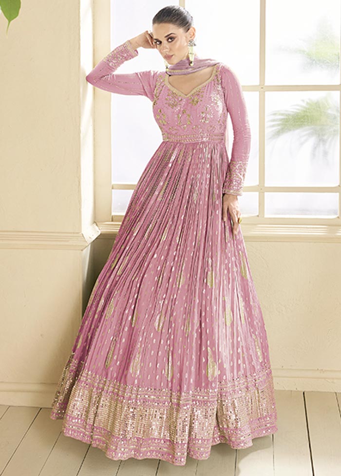 Pc Light Pink Semi Stitched Viscose Suit Set