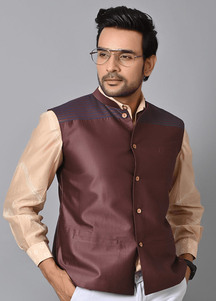Purple Silk Solid Ethnic Jacket VDIWK2911229 - Indian Silk House Agencies