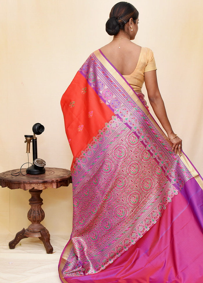 Red Silk Kanjivaram Saree With Blouse - Indian Silk House Agencies
