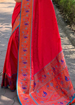 Red Silk Saree With Blouse Piece