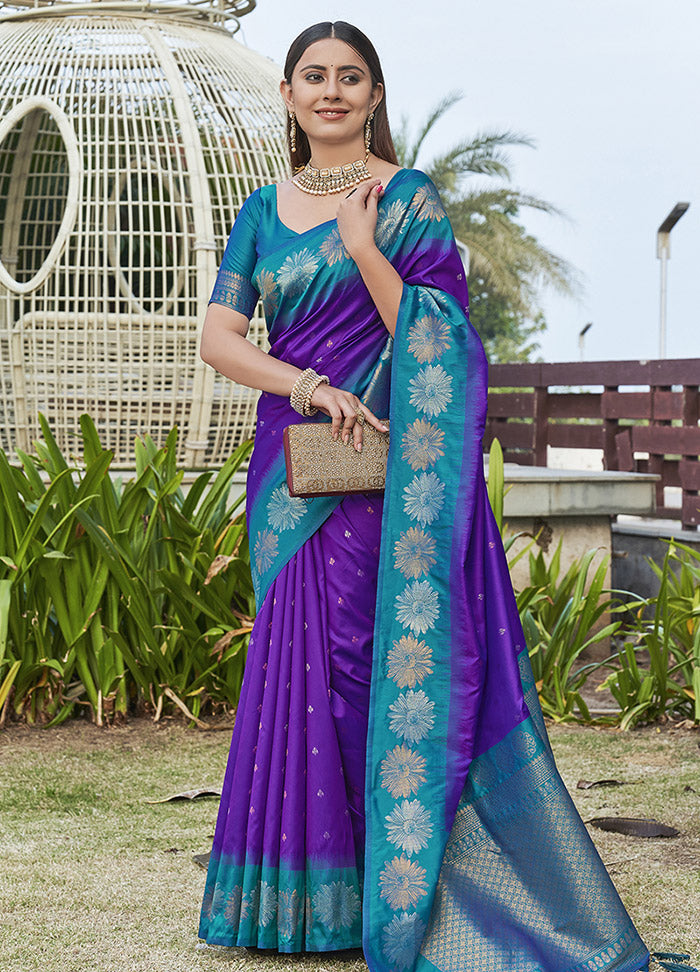 Purple Silk Saree With Blouse Piece