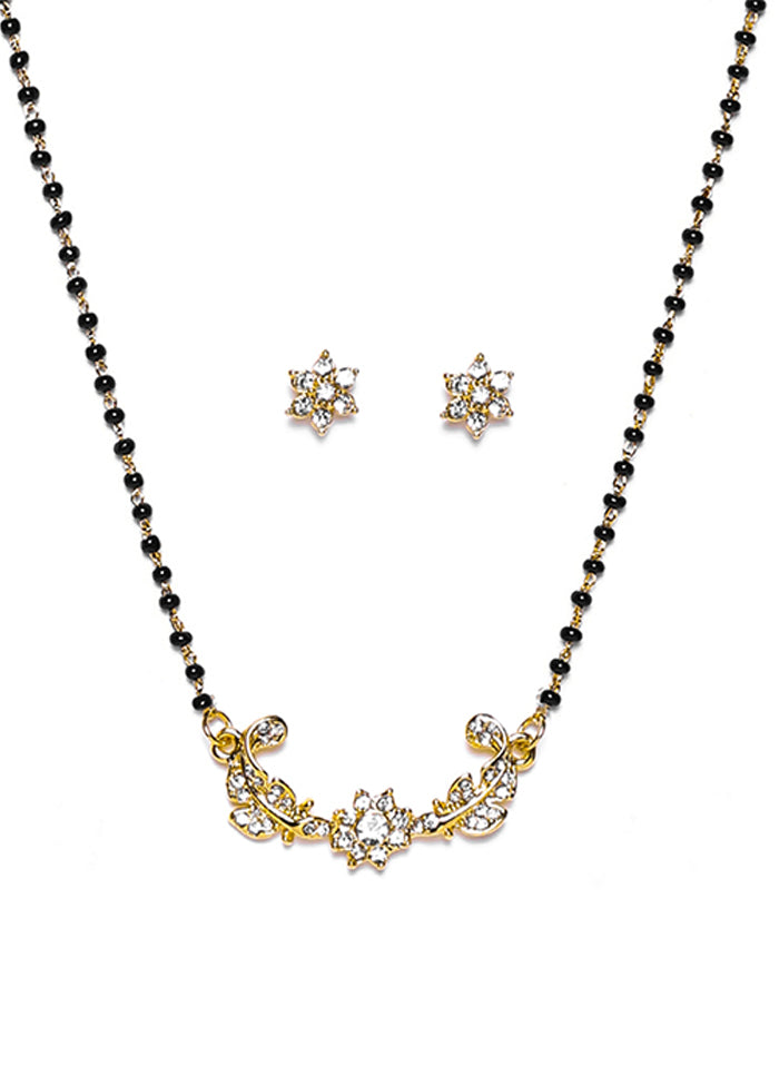 Gold Plated Flower Shaped Mangalsutra Necklace Set - Indian Silk House Agencies