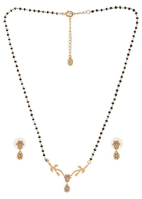 Gold Plated Flower Drop Mangalsutra Necklace Set - Indian Silk House Agencies
