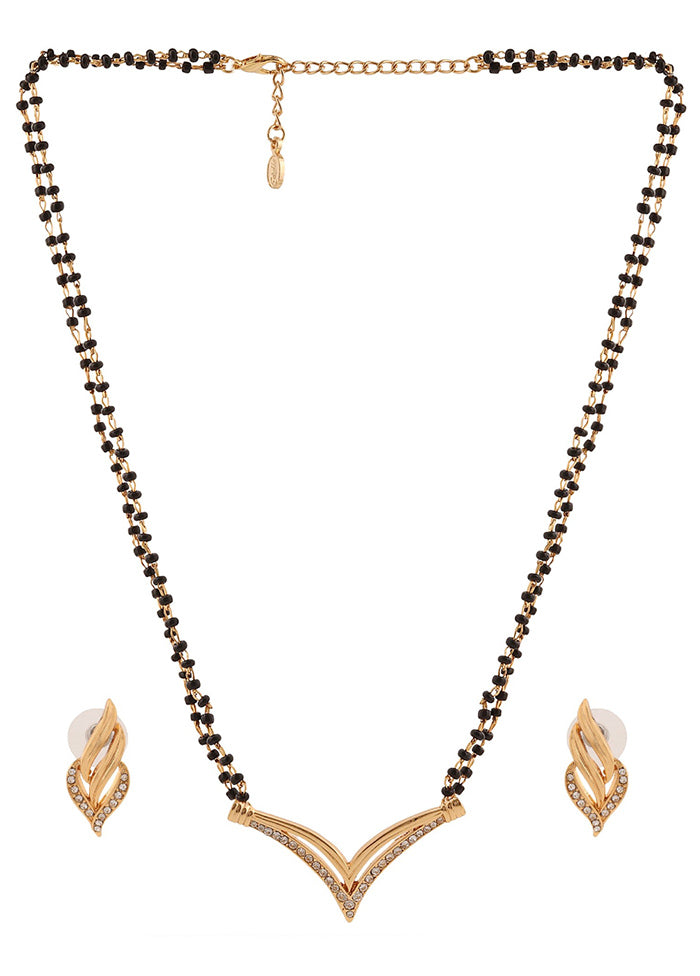 Gold And Rhodium Plated Flighting Mangalsutra Necklace Set - Indian Silk House Agencies