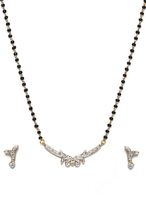 Gold Plated Shimmering Mangalsutra Necklace Set - Indian Silk House Agencies