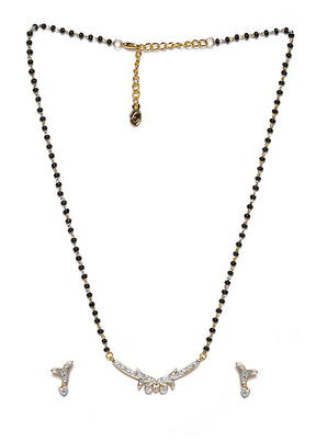 Gold Plated Shimmering Mangalsutra Necklace Set - Indian Silk House Agencies