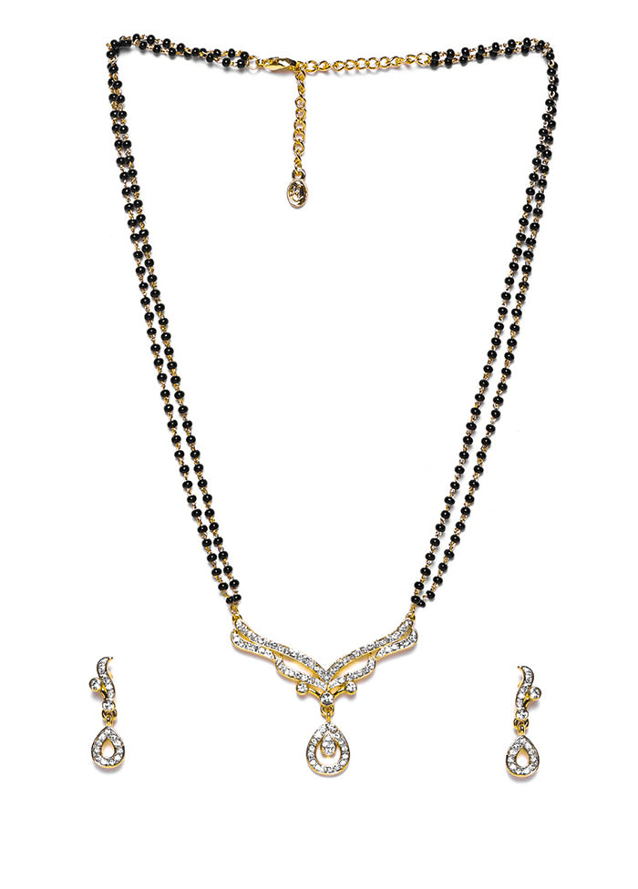 Gold Plated Adorn Drop Mangalsutra Necklace Set - Indian Silk House Agencies