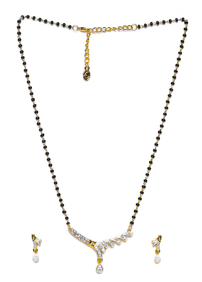 Gold Plated Wave Shaped Mangalsutra Necklace Set - Indian Silk House Agencies