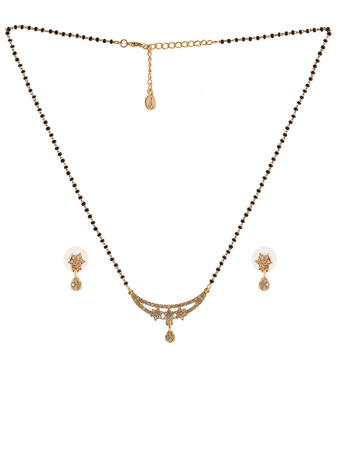 Gold Plated Three Star Mangalsutra Necklace Set - Indian Silk House Agencies