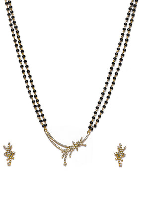 Gold Plated Sparkling Mangalsutra Necklace Set - Indian Silk House Agencies