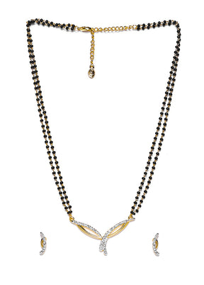 Gold Plated Classic Styled Mangalsutra Necklace Set - Indian Silk House Agencies