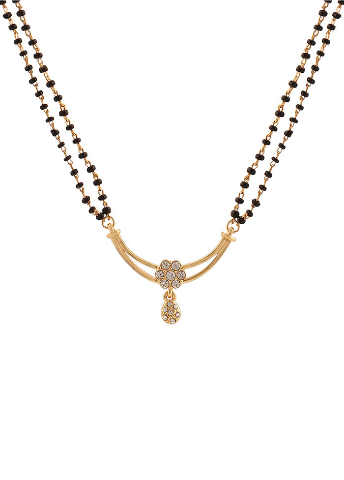 Gold Plated Flower Double Line Mangalsutra Necklace Set - Indian Silk House Agencies