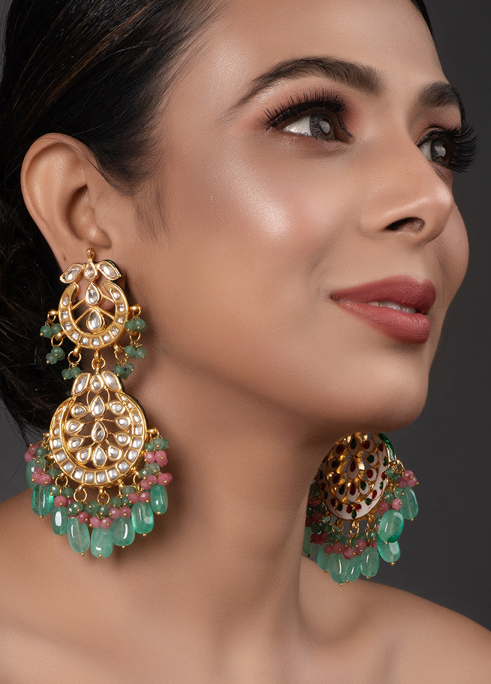 Sea Green Handcrafted Kundan Earrings - Indian Silk House Agencies
