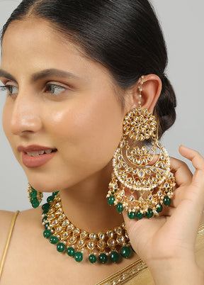 Green Kundan Work Copper And Alloy Necklace With Earrings - Indian Silk House Agencies