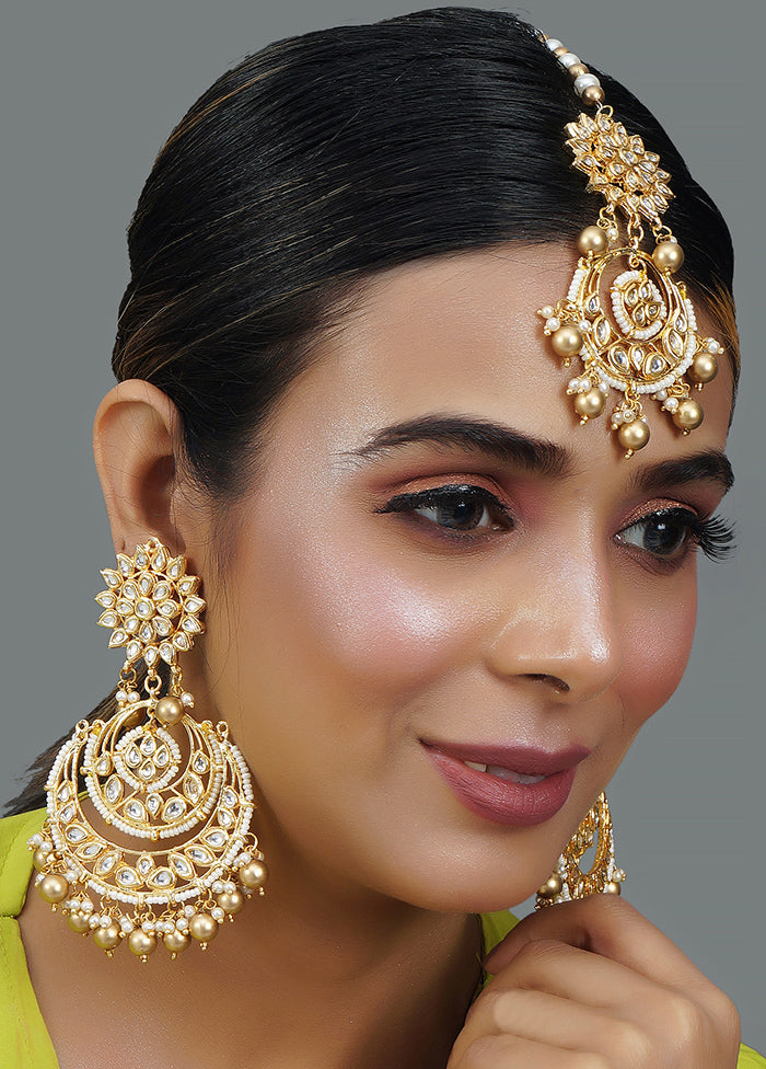 Gold Tone Kundan Chandbali Mangtika Set - Indian Silk House Agencies