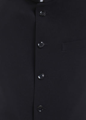 Black Dupion Silk Waistcoat