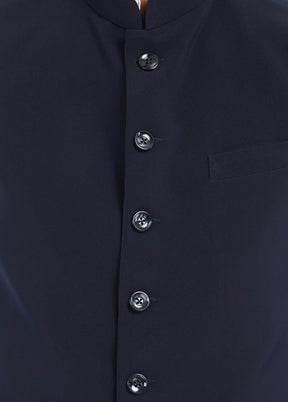 Navy Blue Dupion Silk Waistcoat