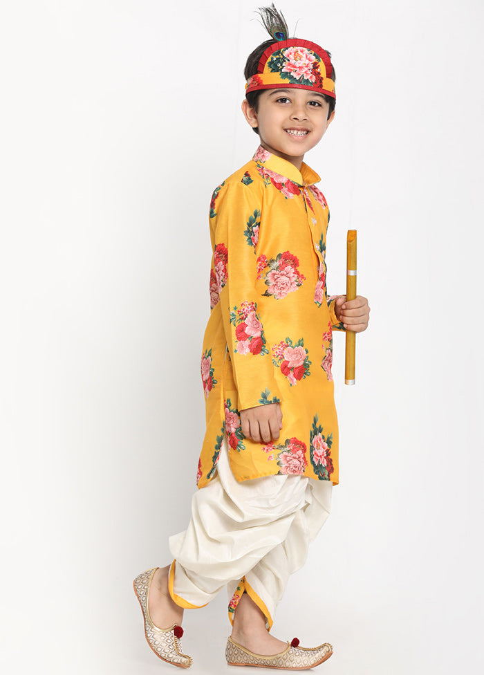 Yellow Festive Silk Kurta Pajama Set