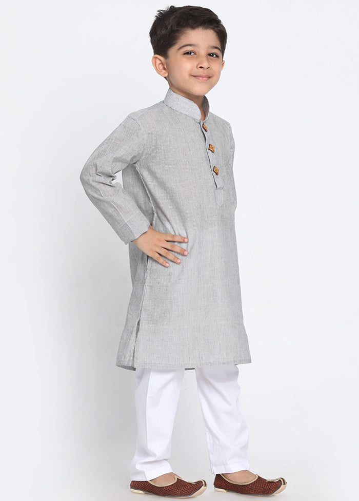 Grey Festive Cotton Kurta Pajama Set