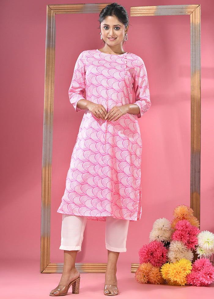 2 Pc Pink Readymade Cotton Kurti Set