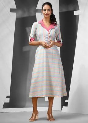 Multicolor Readymade Cotton Indian Dress