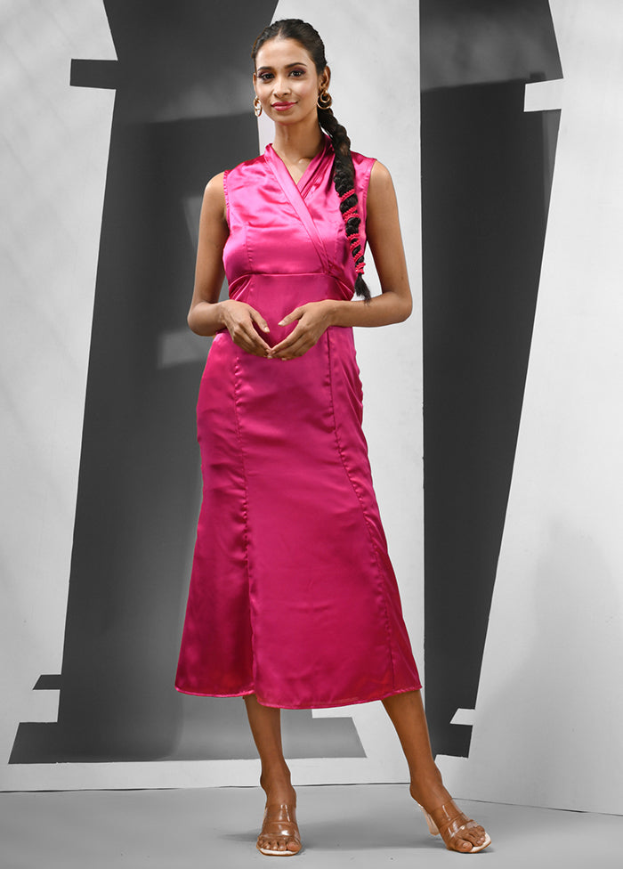 Fuchsia Readymade Silk Indian Dress