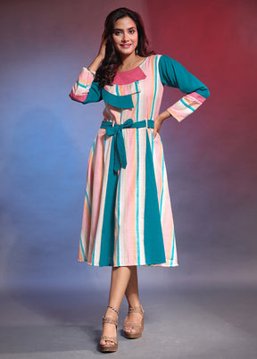 Multicolor Readymade Cotton Indian Dress